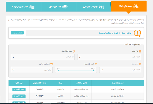 خرید بسته اینترنت همراه اول